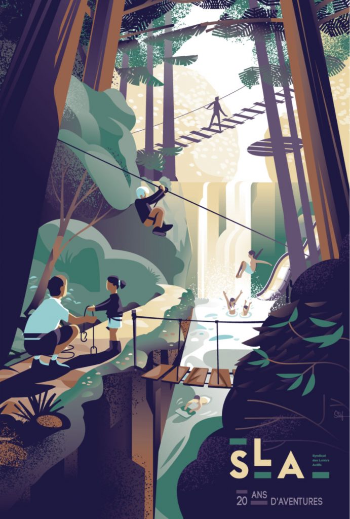 affiche poster illustration tourisme parc-foret syndicat des loisirs actifs